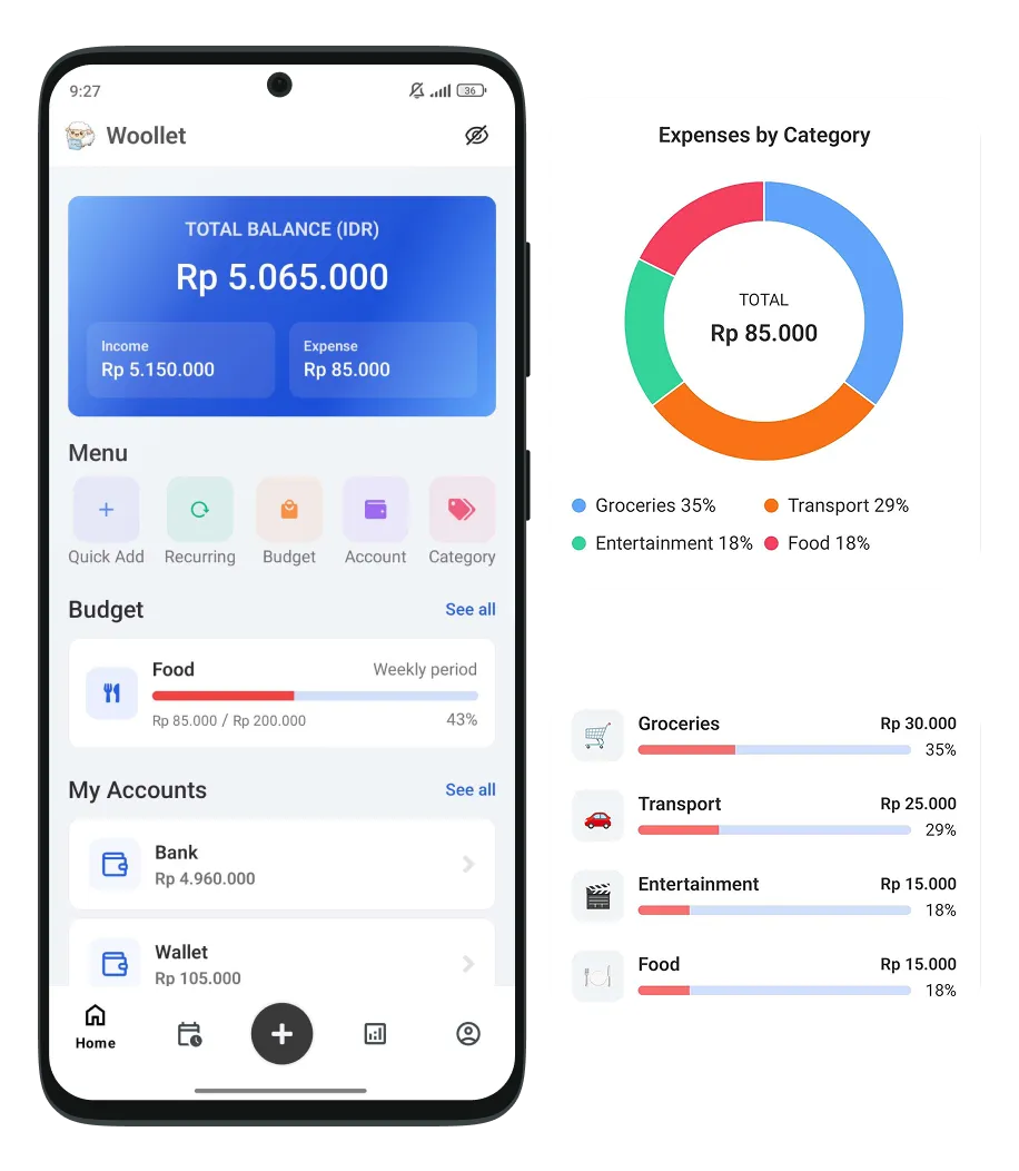 Woollet - your personal finance app light